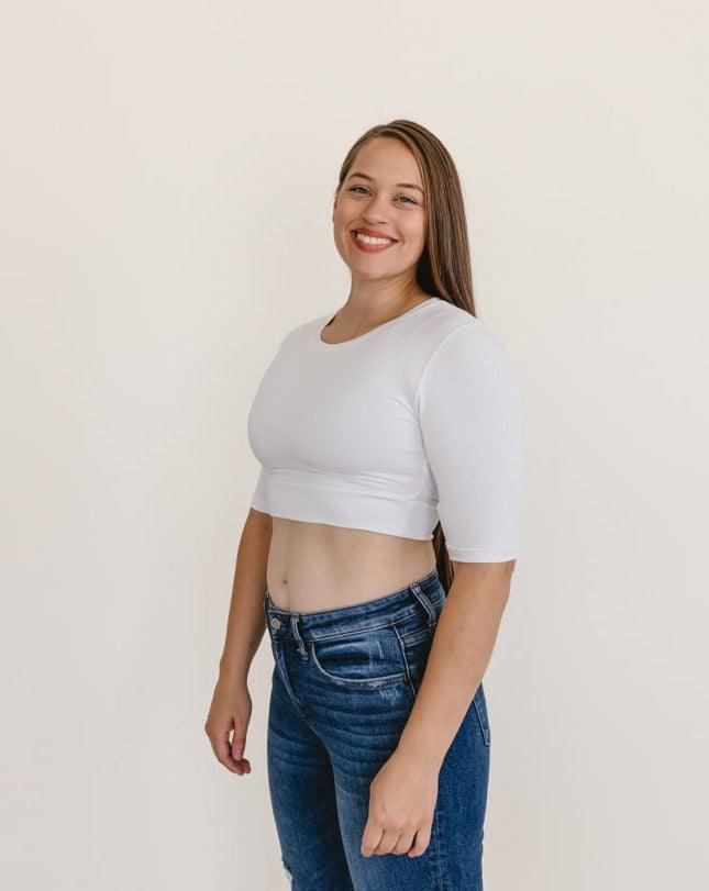 Crew Neck Elbow Sleeve Halftee